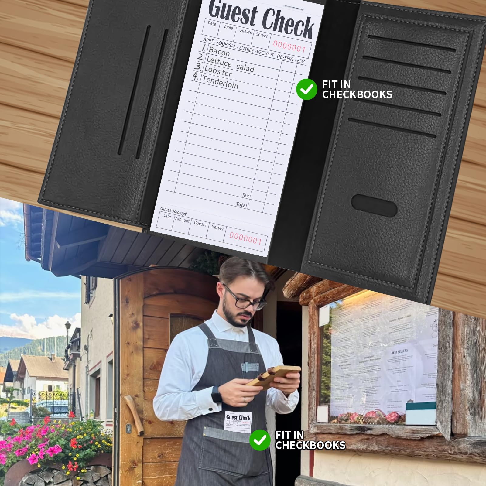 Chequeras de invitados para servidores, blocs de notas, chequera de camarera, bloc de notas de camarera para restaurantes, cheques de papel, 50 hojas/paquete, total de 300 boletos (blanco)