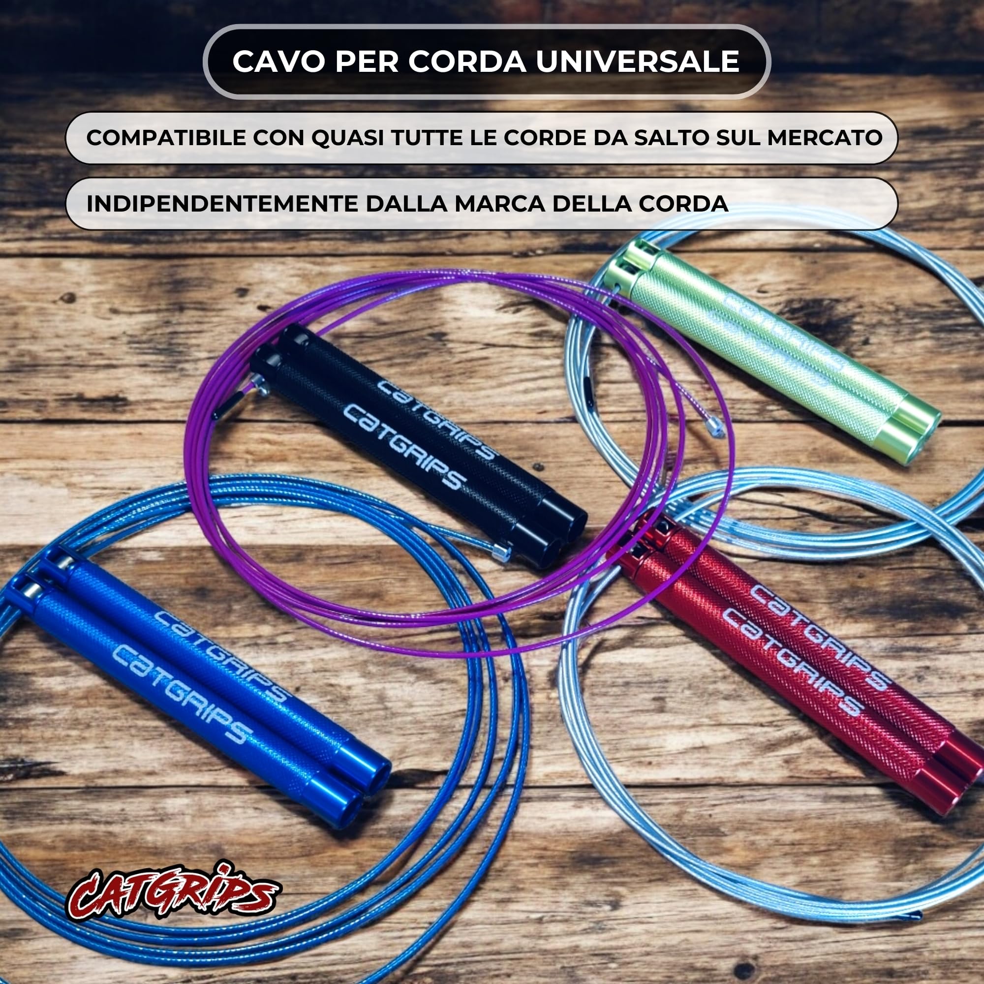 CATGRIPS Cavo di Ricambio per Corda da Salto 2.0mm Acciaio Rivestito Flessibile Anti-Attorcigliamento