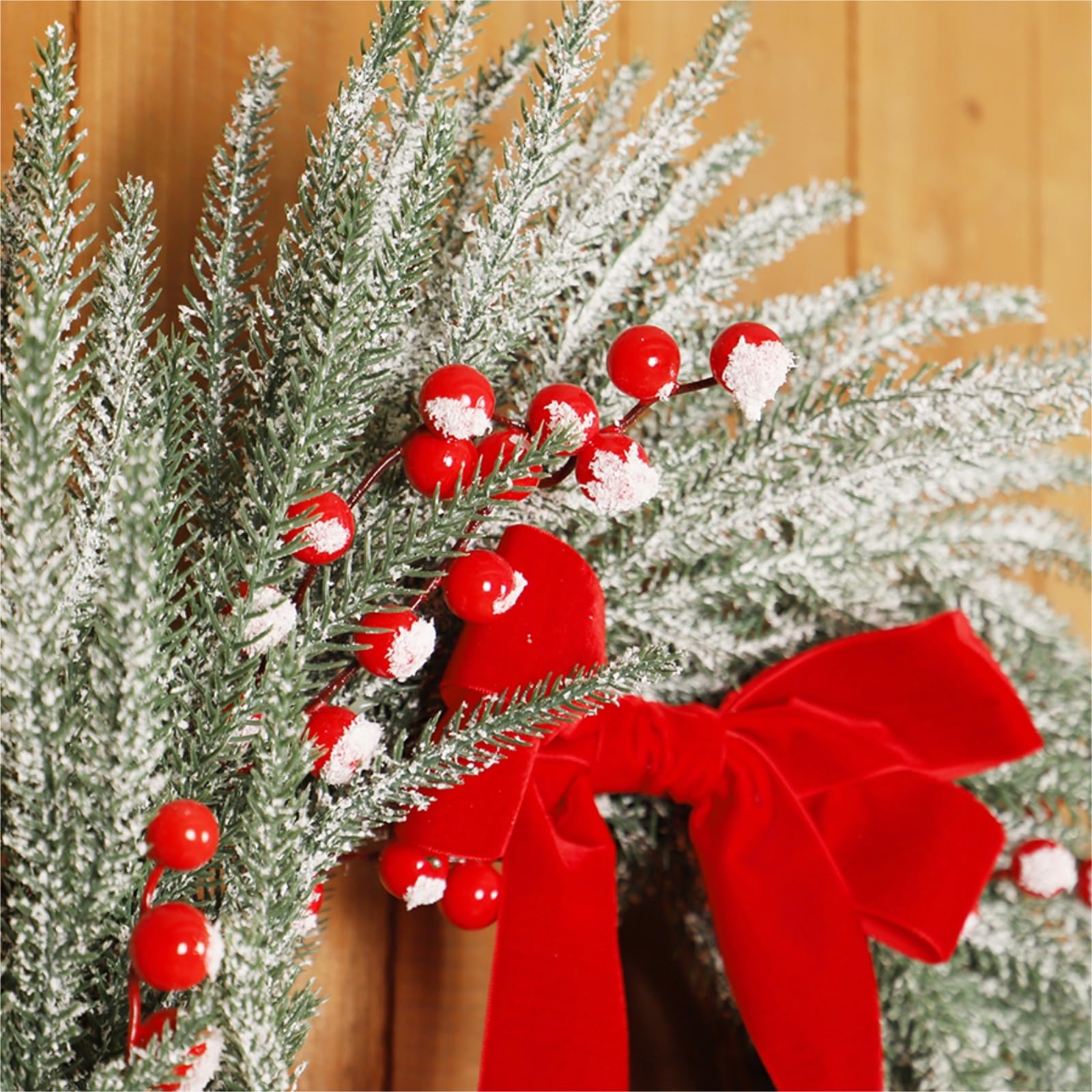 Winterkranz Dekokranz Weihnachtskranz Mit Roten Beeren Und Schleife for Drinnen Und Draußen, Tisch, Kamin, Veranda Adventskranz Christbaumschmuck