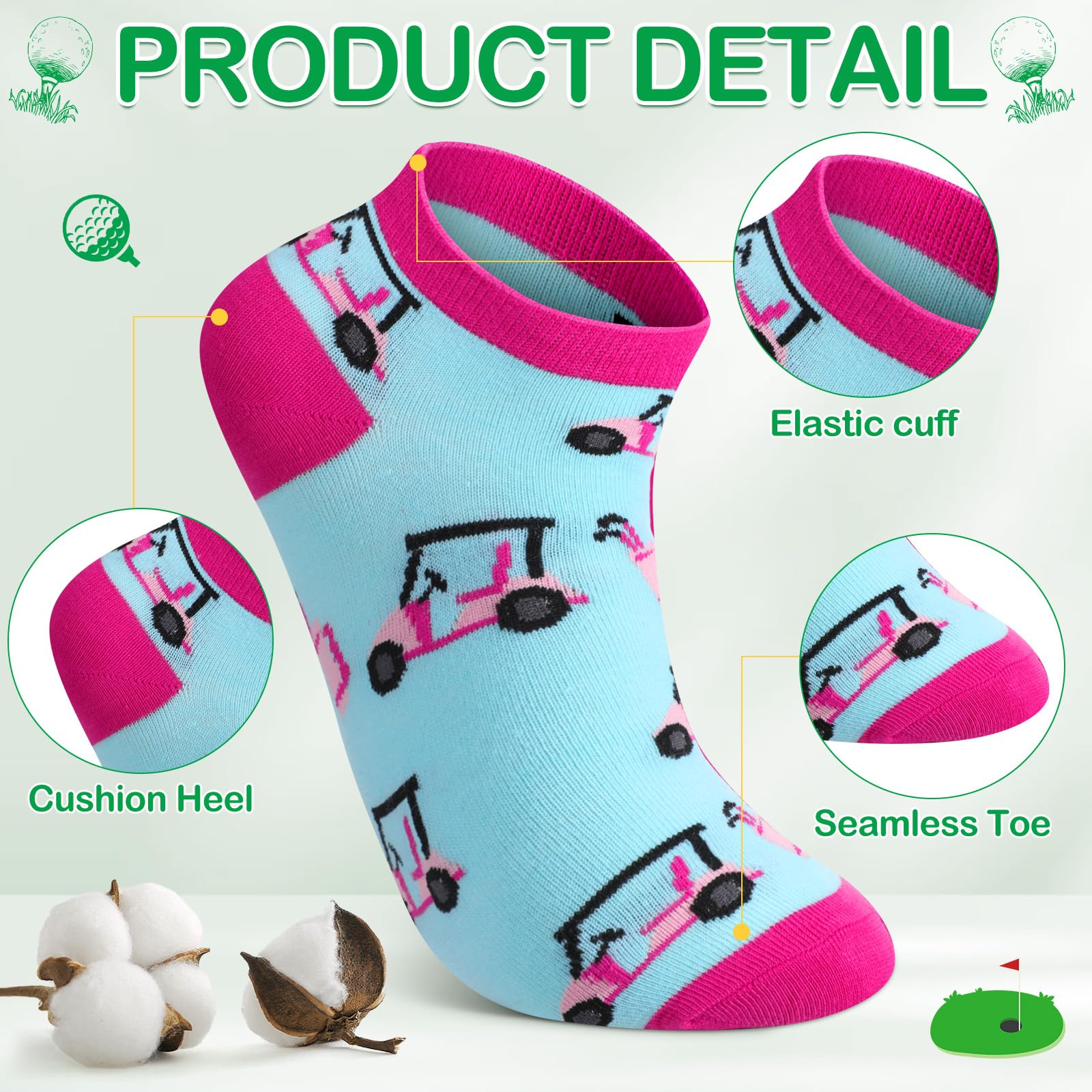 10 pares de calcetines de golf de verano novedosos atléticos de corte bajo para golf, calcetines invisibles para golfistas, regalo para hombres y mujeres, día del padre