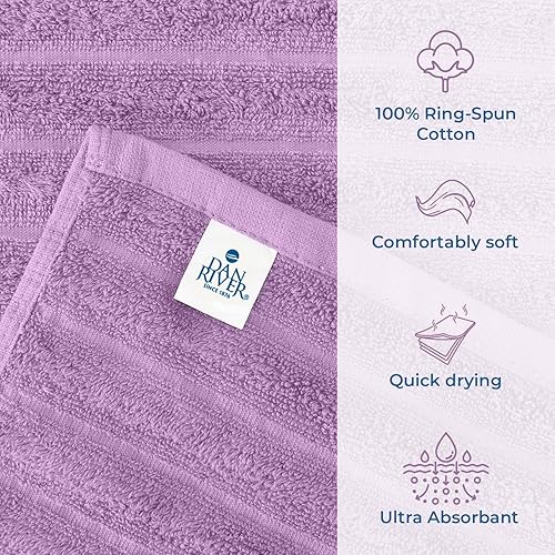 Miniatura 3 de DAN RIVER Lujosas toallas de baño 100% algodón, juego de 35 x 70  550-GSM  Toalla de baño con diseño de interruptor de velocidad para hotel y spa