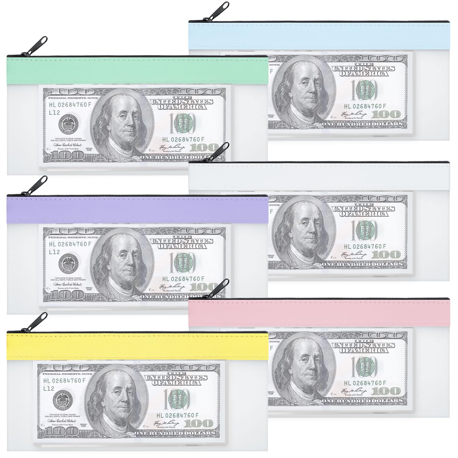 Porte-monnaie pour espèces avec fermeture éclair grand format pour comptabilité commerçant