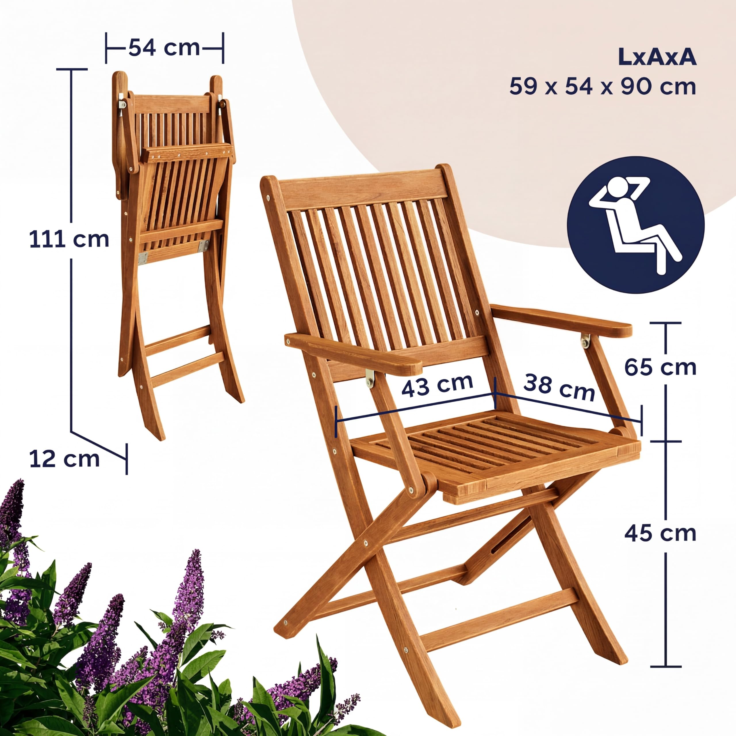 Deuba Juego de 4 Sillas Sydney de Madera de Acacia Sillas de jardín Plegables para Exteriores