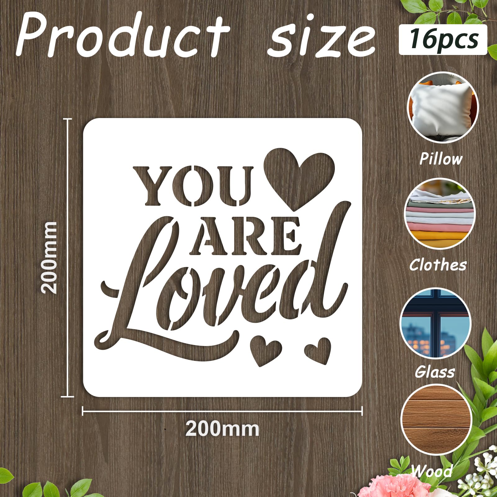 beinkmake 16Pcs Motivational Quotes Stencil for Painting PET Templates Positive Inlay Border Stencils for Furniture Reusable DIY Craft Wall Wood Fabric Canvas Paper Home Decor - Image 2
