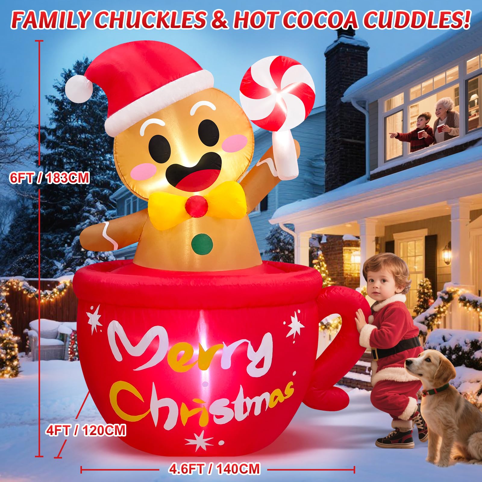 Danxilu 6FT Christmas Inflatable Gingerbread Man with LED Lights Outdoor Decorations - Image 2