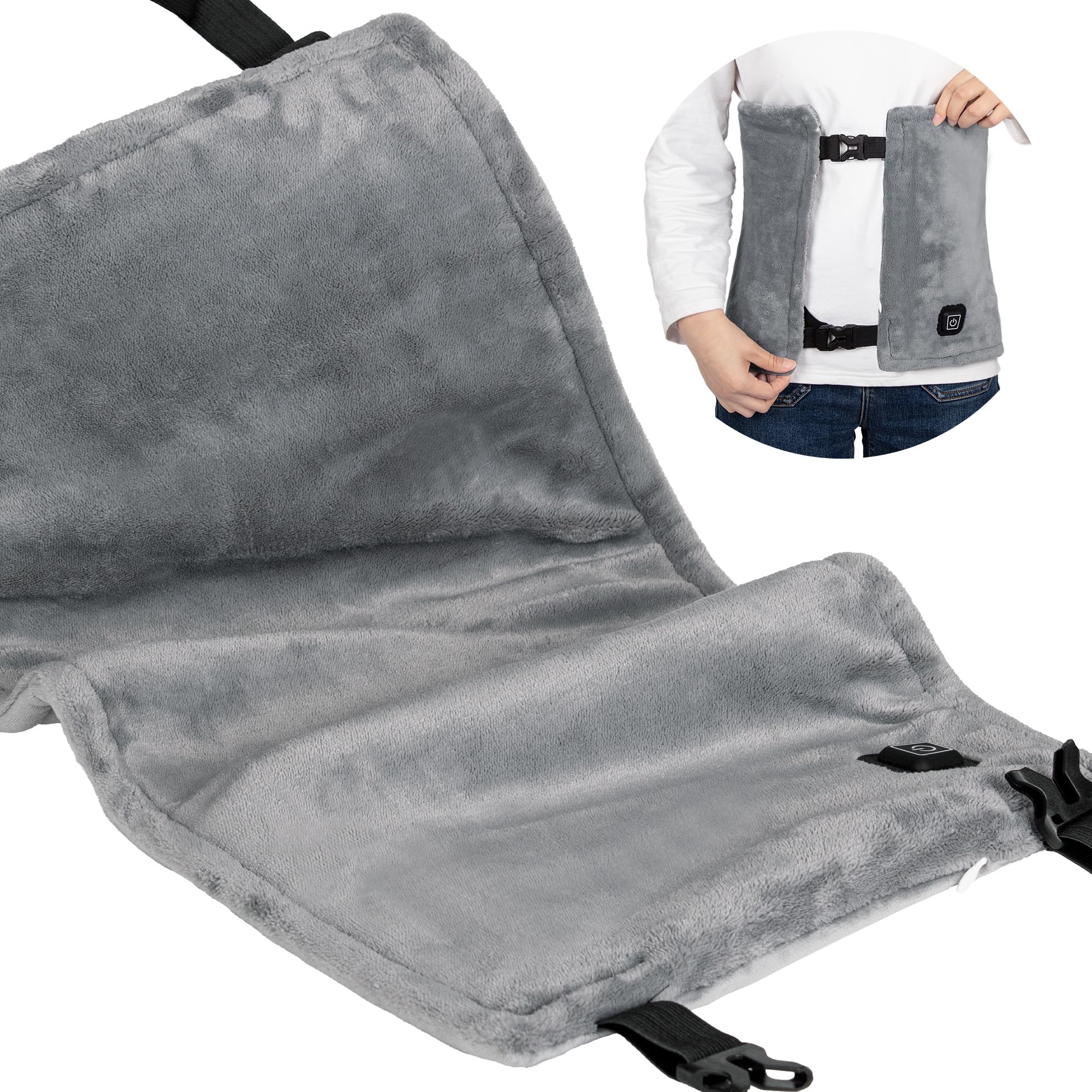 Heating Pad for Pain & Cramps Relief, 12"x24" Cordless Electric Heat Pad with Adjustable Straps, 15000mAh Battery Powered, 3 Heat Levels, Auto Shut Off, for Back, Shoulder, Leg, Gifts for Women & Men