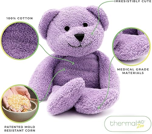 Miniatura 2 de Thermal-Aid Zoo Animals - Tumble The Lavender Bear - Animales de peluche terapéuticos calentables para niños - Terapia caliente y fría - Paquete de
