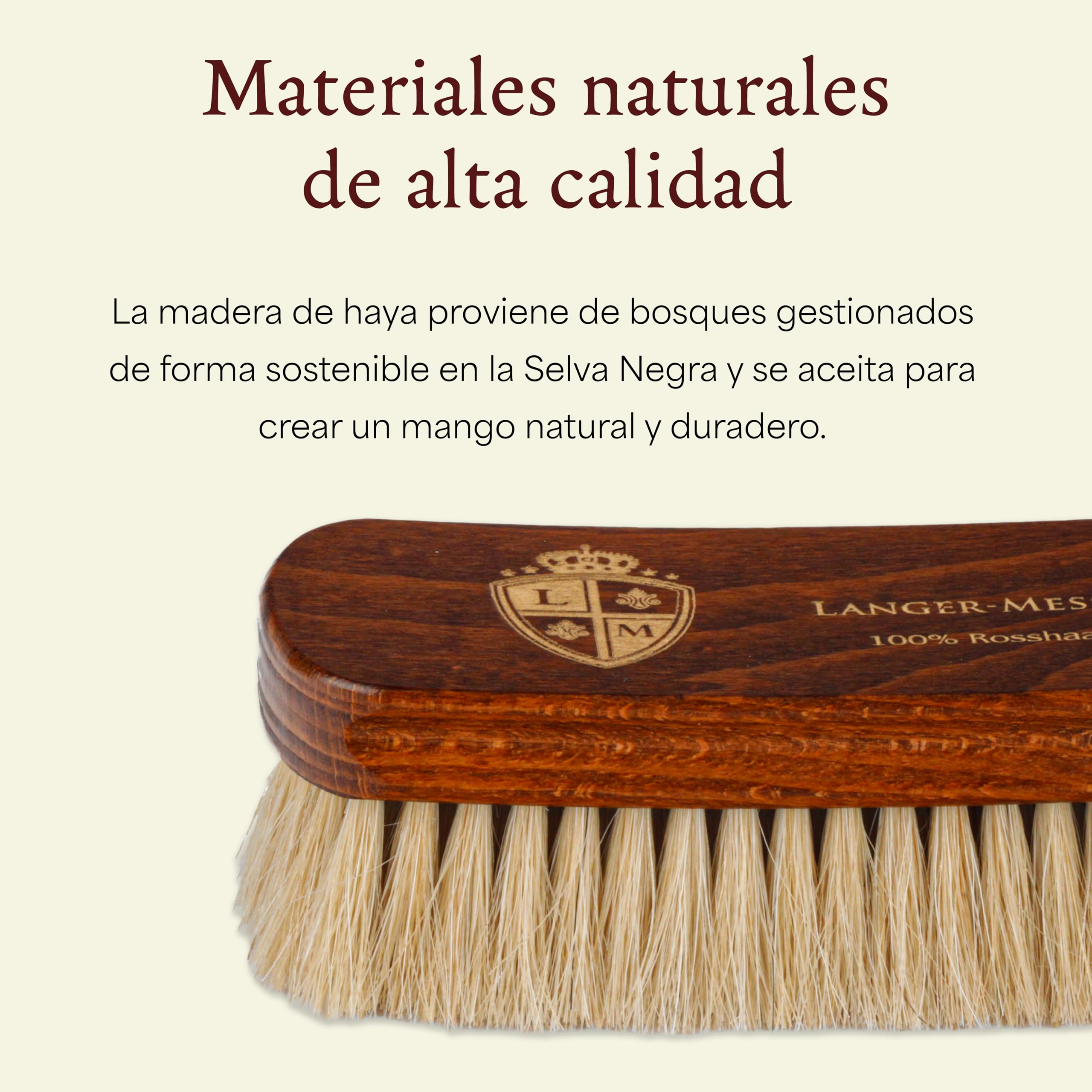 Langer & Messmer Cepillo para Zapatos de Crin Fina para un abrillantado eficaz de Sus Zapatos - El Cepillo abrillantador para el Cuidado Profesional del Calzado