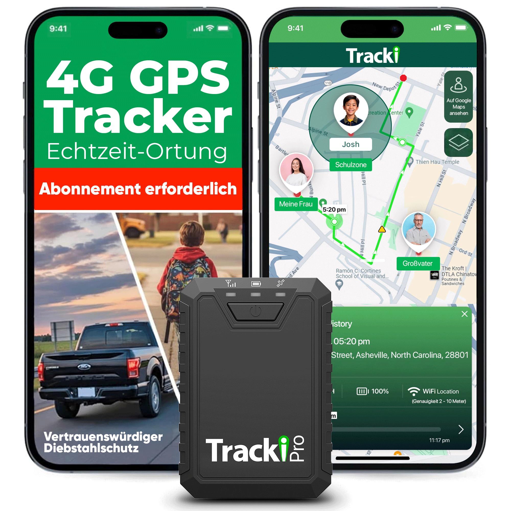 Tracki GPS-Tracker für Fahrzeuge, Autos, Kinder, Vermögenswerte. Abonnement erforderlich 4G LTE GPS-Tracking-Gerät. Unbegrenzte Entfernung, USA und weltweit. Klein, tragbar
