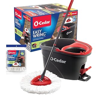 O-Cedar Easywring Microfiber Spin Mop & Bucket Floor Cleaning System with 1 Extra Refill,Red / Gray - Amazon product rated Grade A
