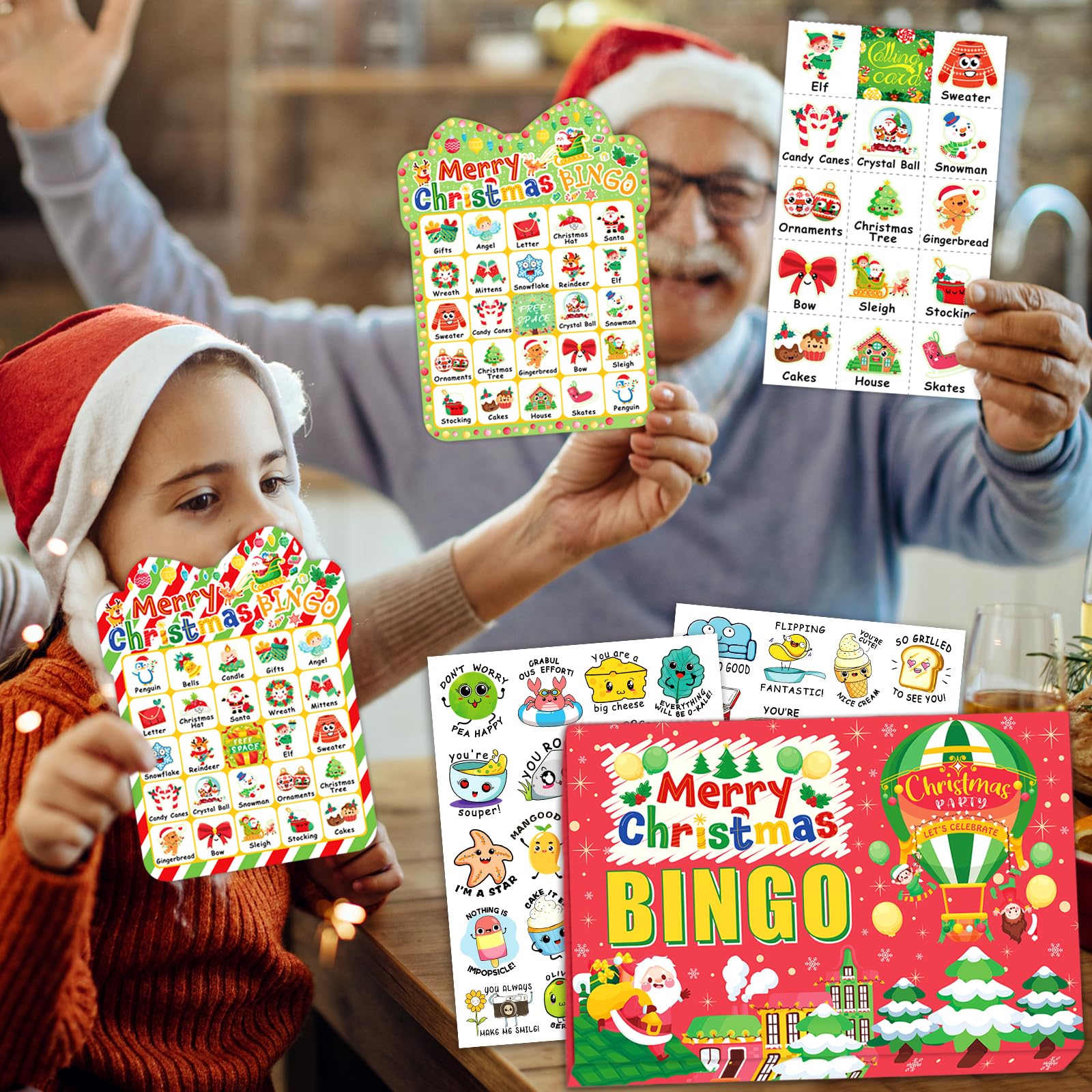 Amazon.co.jp: MonEnfance クリスマスビンゴカード 39枚 | 24人の