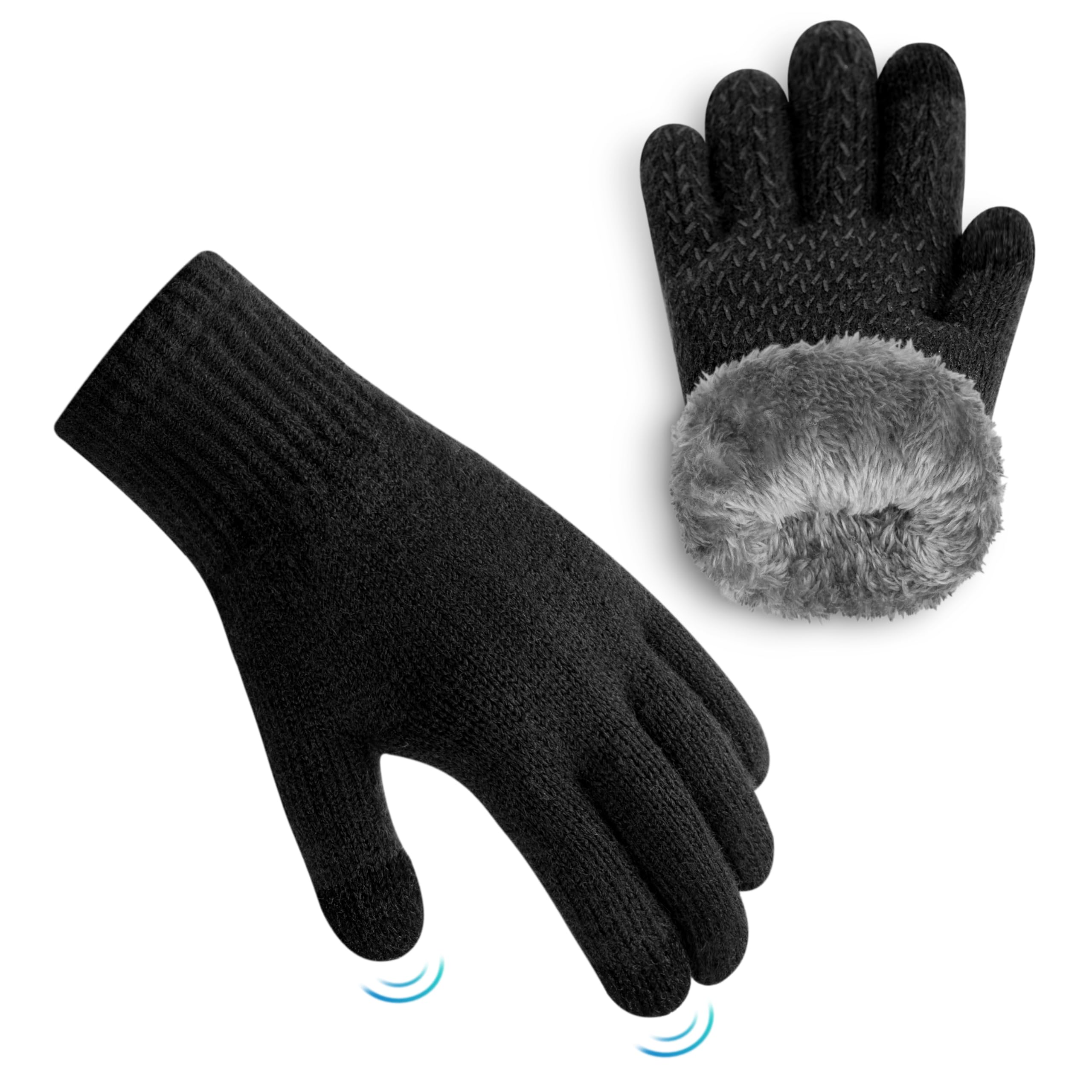 Guantes Termicos Niño Alpaca Forro Polar Invierno Doble Capa Cortaviento Punta Tactil 3-12 Anos