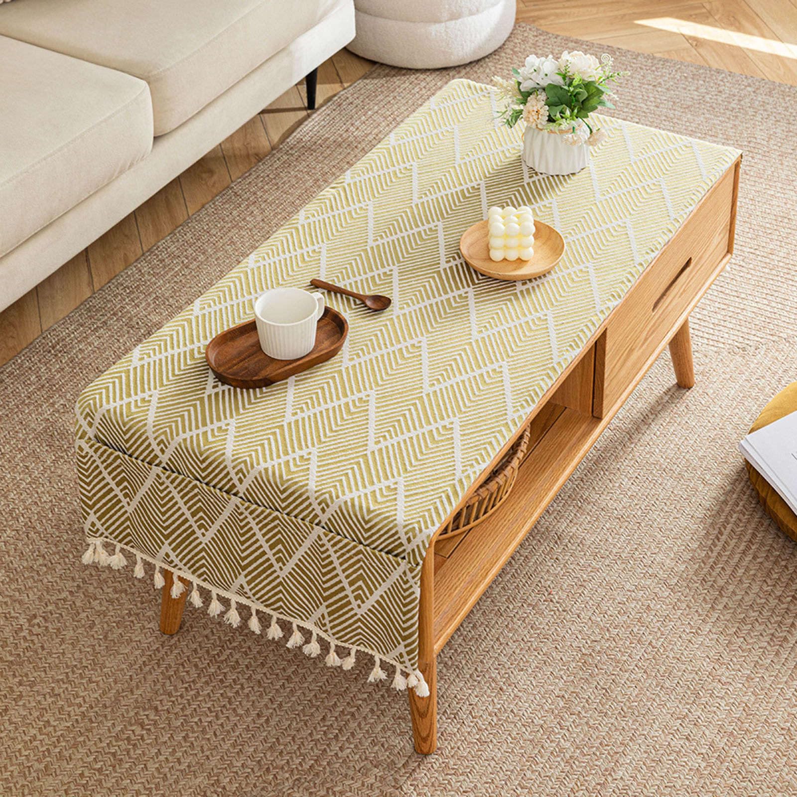 Weave tablecloth,Linen tablecloth,Coffee Table Cover With Pockets And Tassel Rectangular Waterproof Tablecloth Dining Tabletop Decoration Washable Table Top Dust Cover-P-60x160cm(24x63inch) ( Color :