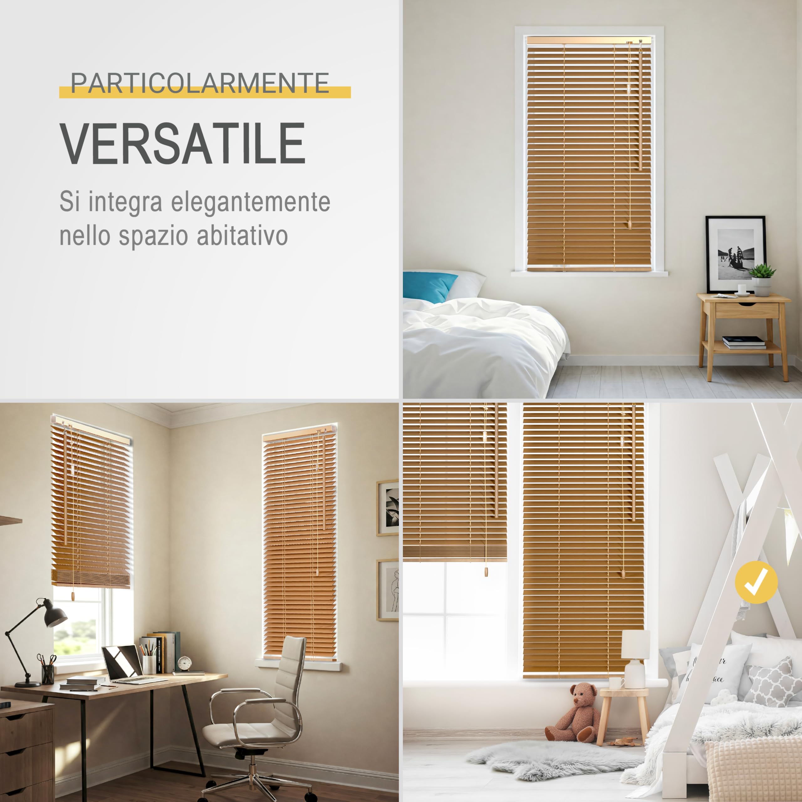 Sol Royal Veneziana in Legno SolDecor JH3 Stile Quercia - 70x130 cm - Tenda Veneziana di Legno da Interno ed Esterno - Veneziana Finestra - Prodotta nel Rispetto dell'ambiente - con Cordino
