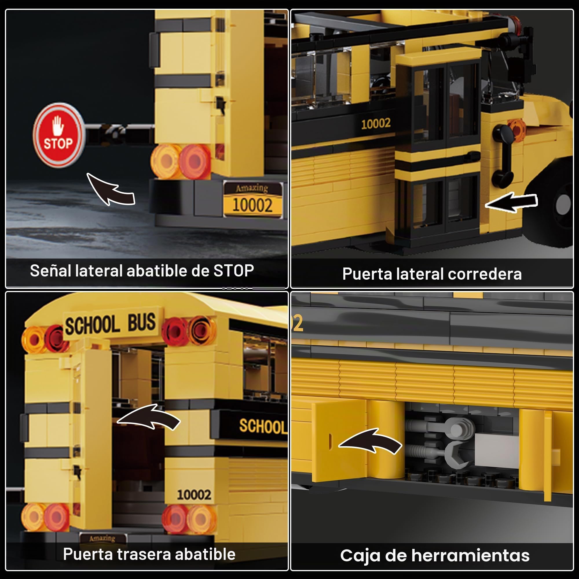 Set de Bloques Autobús Escolar, Modelo Educativo Stem, Compatible con Lego, Autobús Escolar Amarillo, Regalo para Adultos y Adolescentes 14+, 788 Piezas