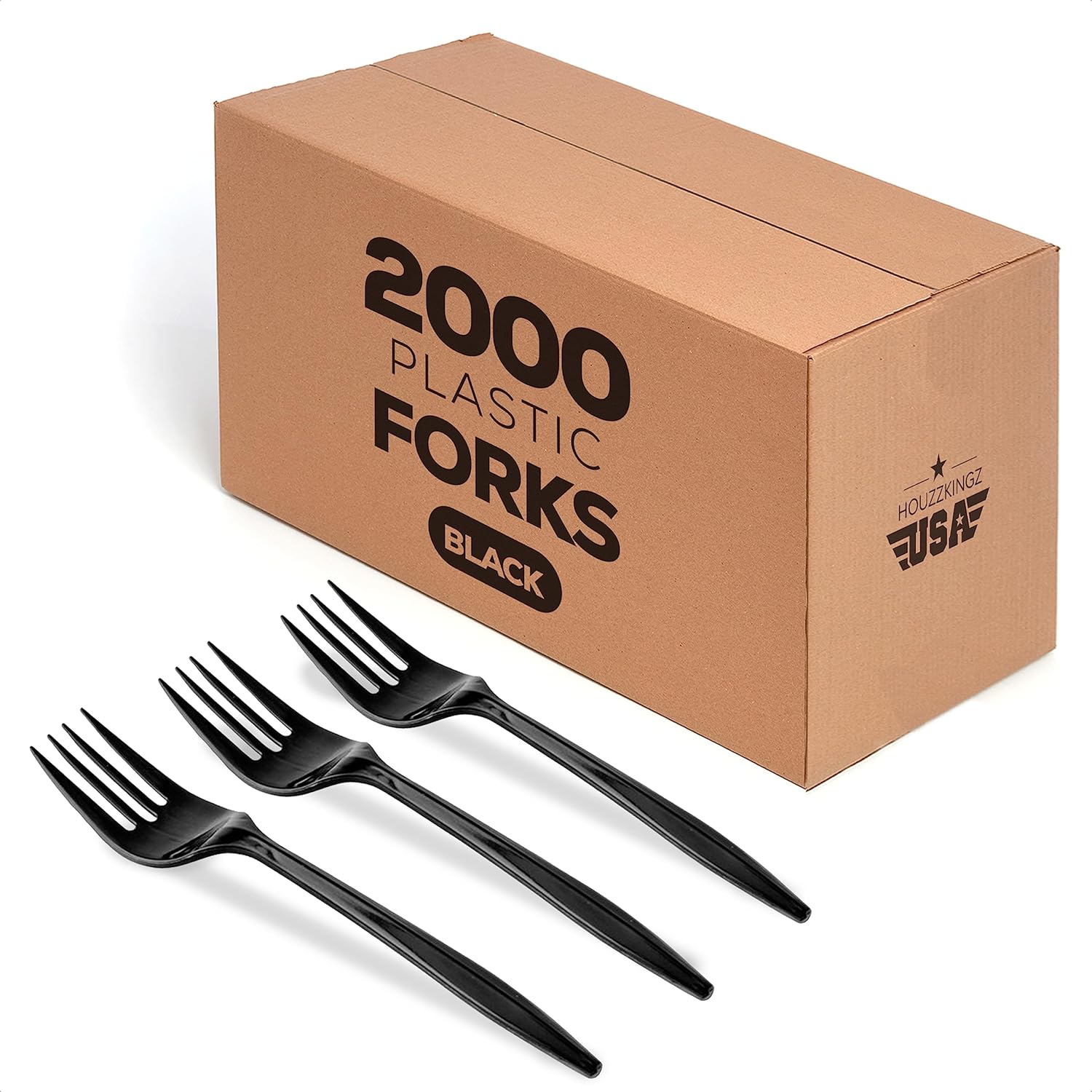 2000 Plastic Forks Black Medium Weight | Plastic Cutlery Disposable Forks Utensils | Bulk Durable Plasticware Cutlery | Great For Celebrations, Parties, Travels, Events, And Everyday Use