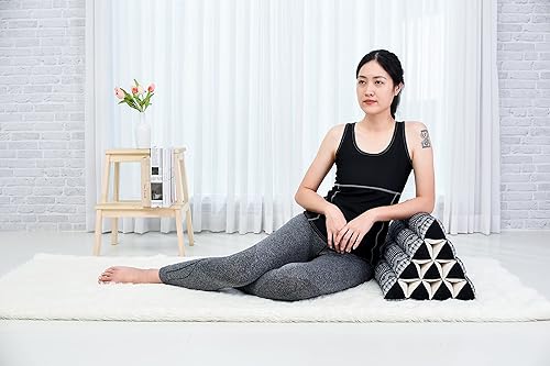 Miniatura 3 de Leewadee Cojín Thai Triangle  Cómodo respaldo para TV o lectura, almohada de cuña  Relleno natural ecológico Kapok 20 x 13 x 13 pulgadas, negro y