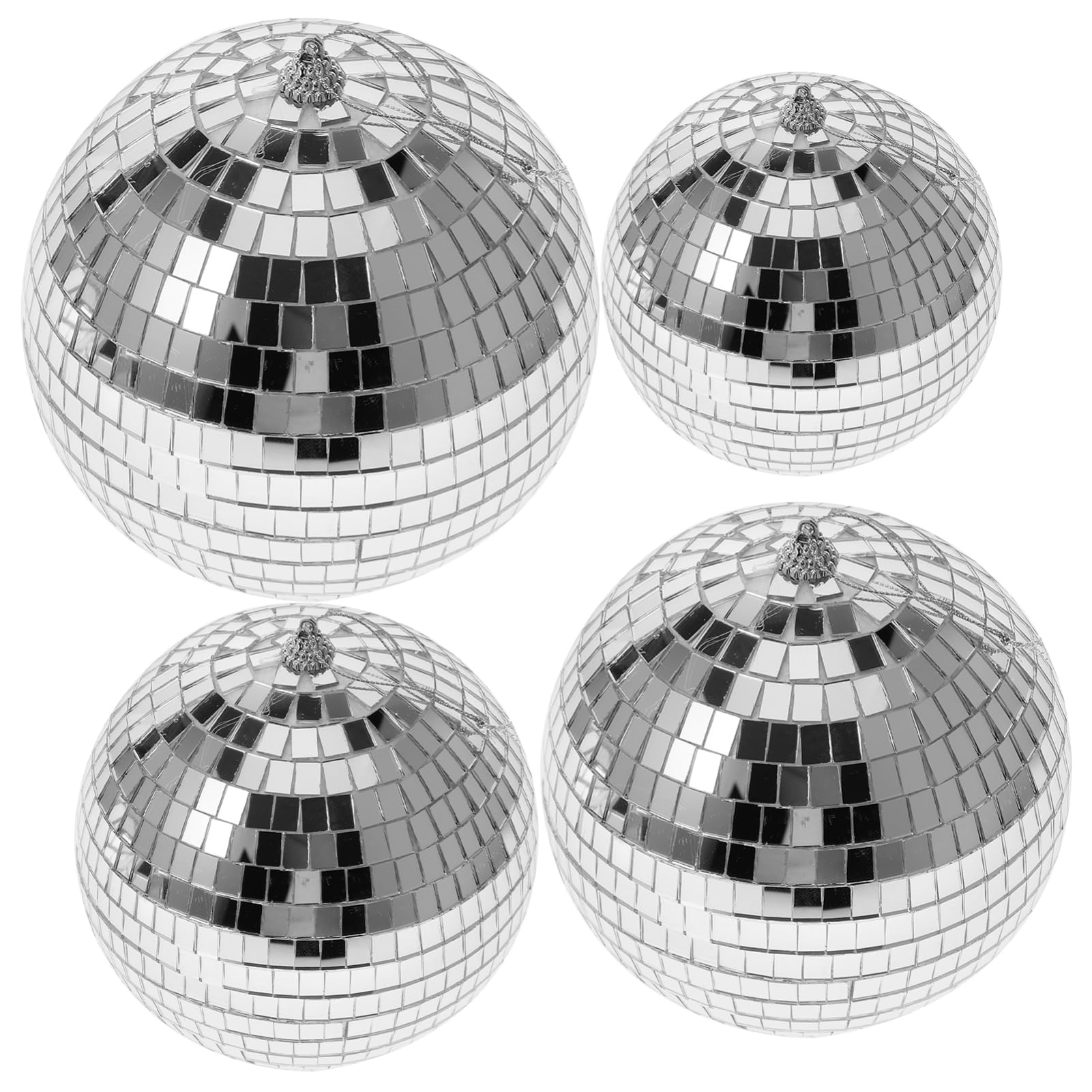 BESTonZON Mirror Reflective Ball Set 4pcs Disco Mirror Balls Hanging Ktv Glass Ball Window Suncatchers