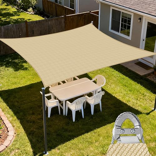 E&K Sunrise - Toldo rectangular de 18 x 22 pies con anillo de alambre de acero, bloqueo UV, para pérgola, patio, jardín, terraza al aire libre