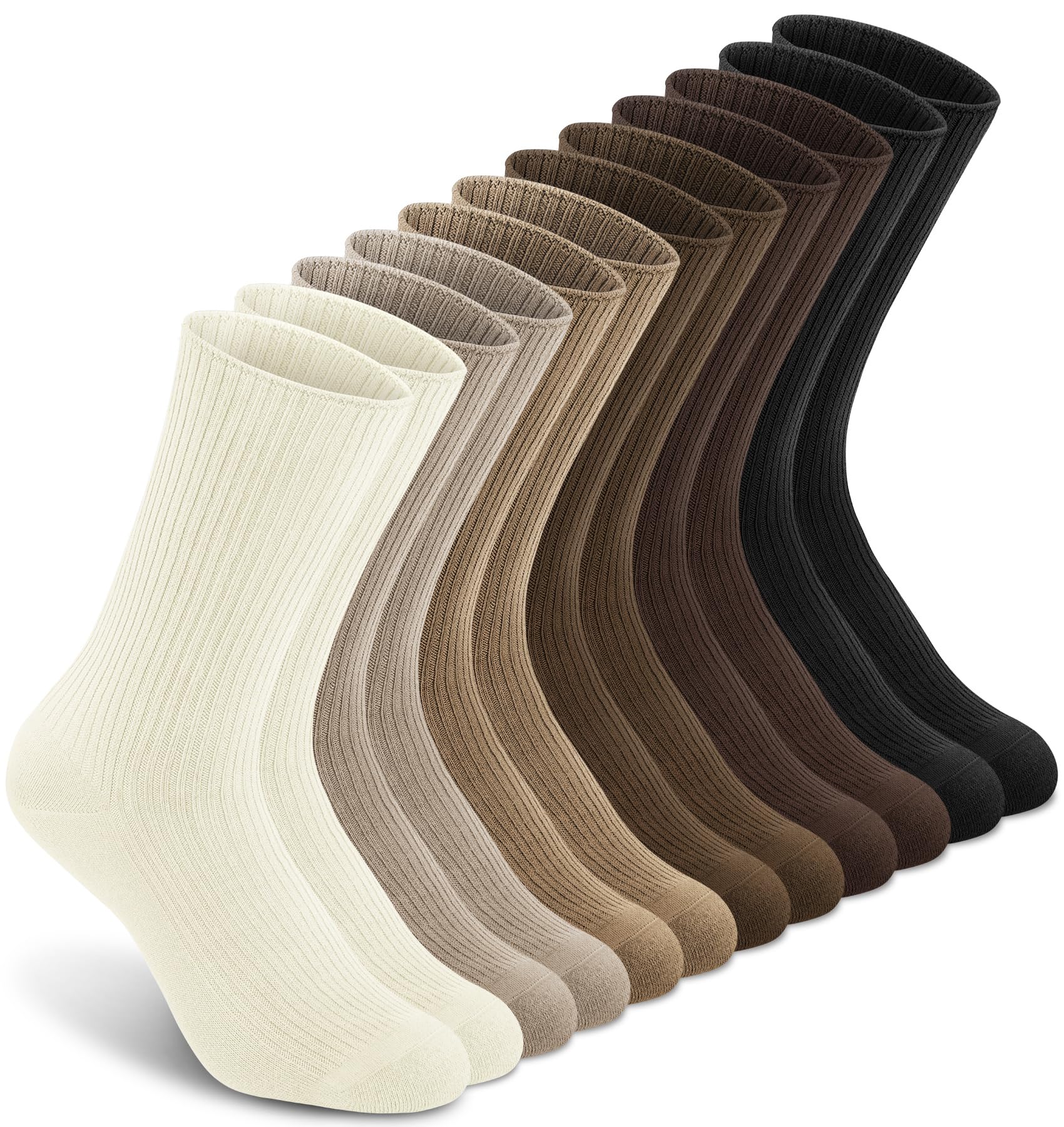 YSense6 Pairs Women's Crew Socks Cute Aesthetic Cotton Neutral Slouch Socks for Athletic, Boot, Casual Girls