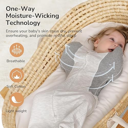 Miniatura 6 de Manta para recién nacidos, pañales para bebés de 0 a 3 meses, 5 a 13 libras, manta con brazos para recién nacidos de 0 a 3 meses, con tela que