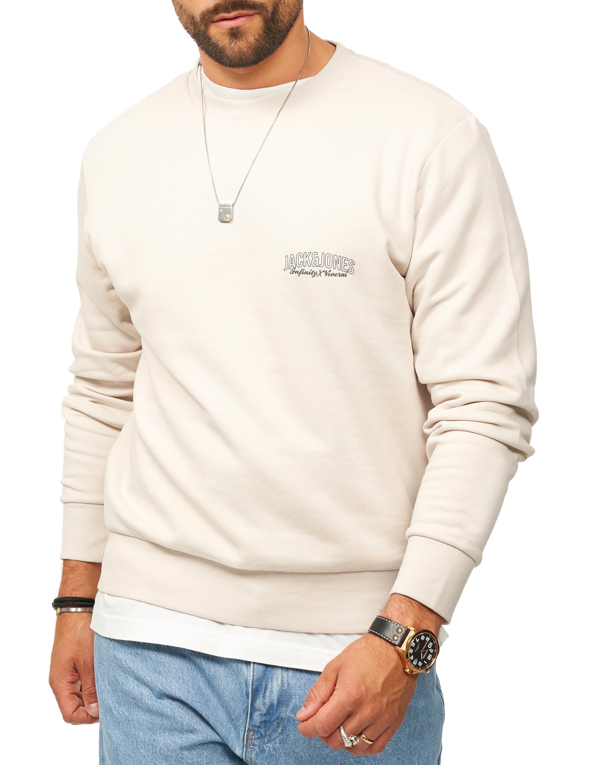 JACK & JONES Herren Sweatshirt mit Rundhals Crewneck Pullover Sweater für Männer im Regular-Fit