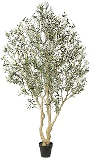 Realead 8ft Artificial Olive Tree - Lifelike Faux Olive Plant with Realistic Leaves, Olives & Adjustable Branches for Indoor Outdoor Decor