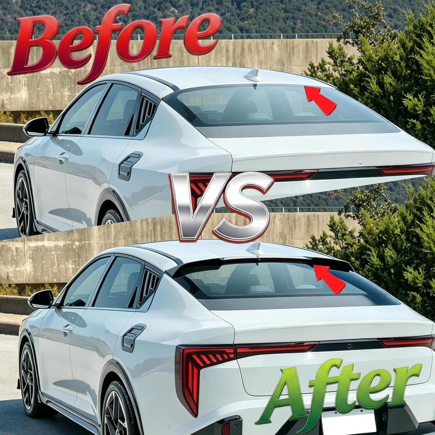 STSEV01 Rear Window Spoiler Roof Wing Fit for KIA K4 2025 2026 Sedan EX/GT-Line/LX/LXS Accessories, Glossy Black Sporty Style Top Wing Lip Exterior
