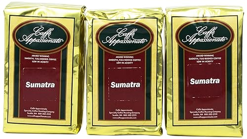 Caffe Appassionato Sumatra - Café molido, bolsas de 12 onzas (paquete de 3)