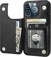 Vista 12 de ONETOP - Funda tipo cartera compatible con iPhone 13 Pro con soporte para tarjetas, funda de piel sintética con ranuras para tarjetas, doble cierre