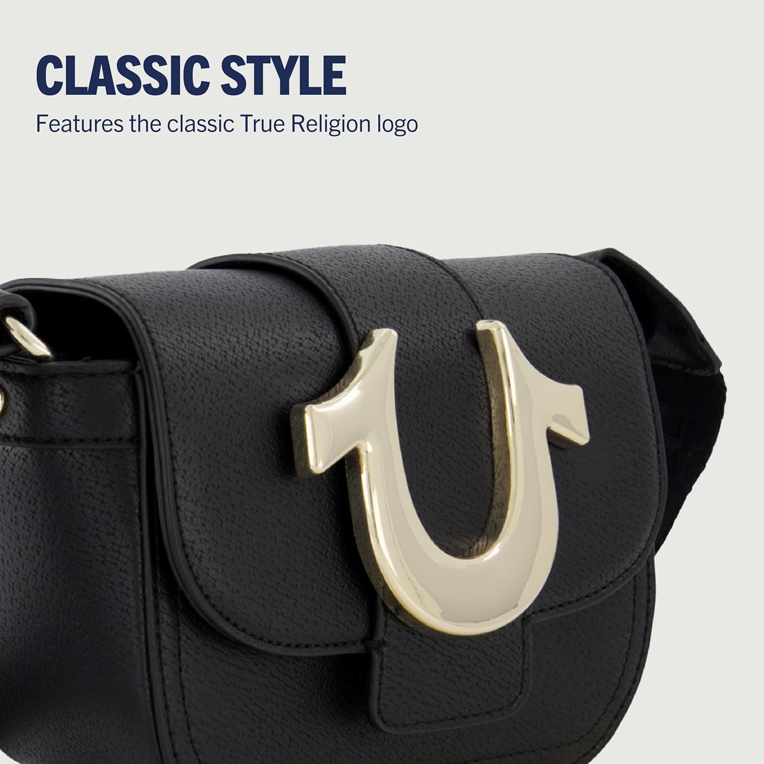 True Religion Women's Crossbody Bag, Mini Flap Adjustable Shoulder Handbag with Horseshoe Logo - Image 3