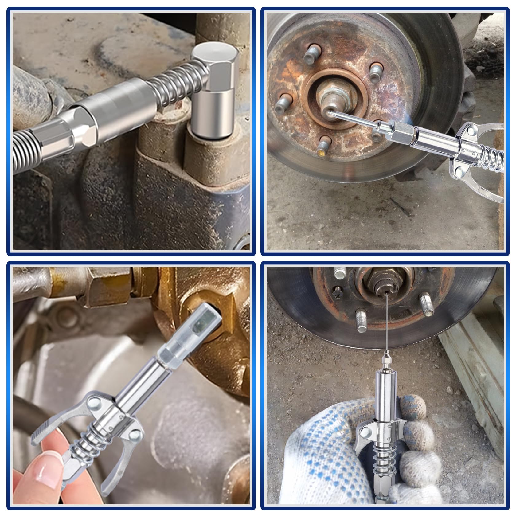 CarBole G Grasso Pistola Accoppiatore 10000PSI,Autobloccante Ingrassatore Testina Compatibile con 1/8" NPT e 4 Tipi di Ugelli per Pistola Grasso,Adatto per Varie Occasioni e Pistole da Grasso