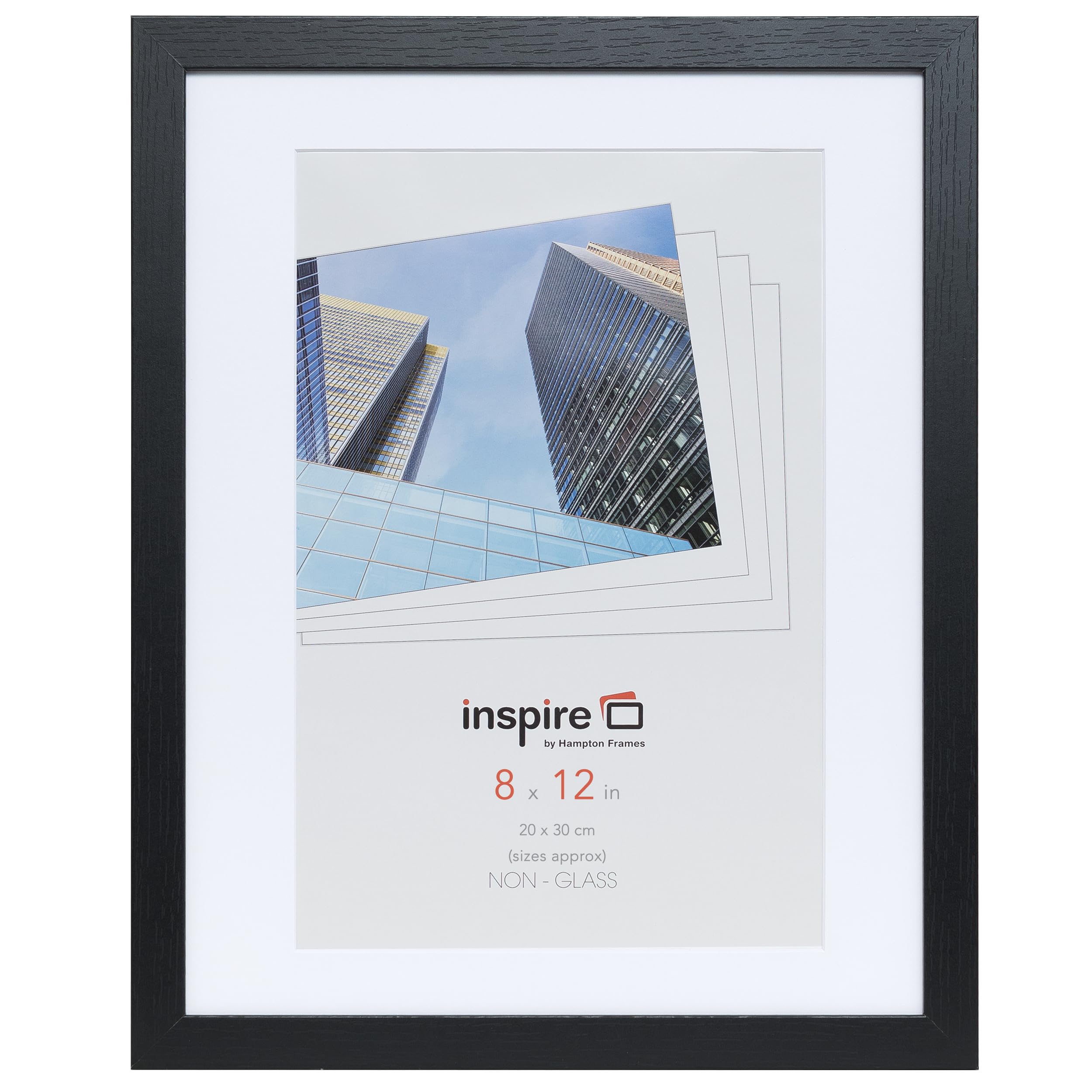 Inspire By Hampton Frames Black Hampton Frames Oxford 8X12 (20X30cm) Pack Of 1 Picture Frame Acrylic (Non-Glass) Oxf812ngx-1Pk