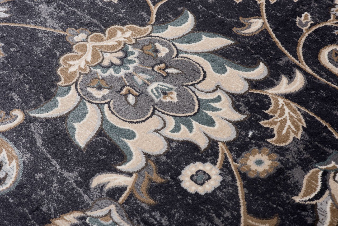 Carpeto Tapis Salon 120x170cm Noir Oriental Floral/Emirat Collection