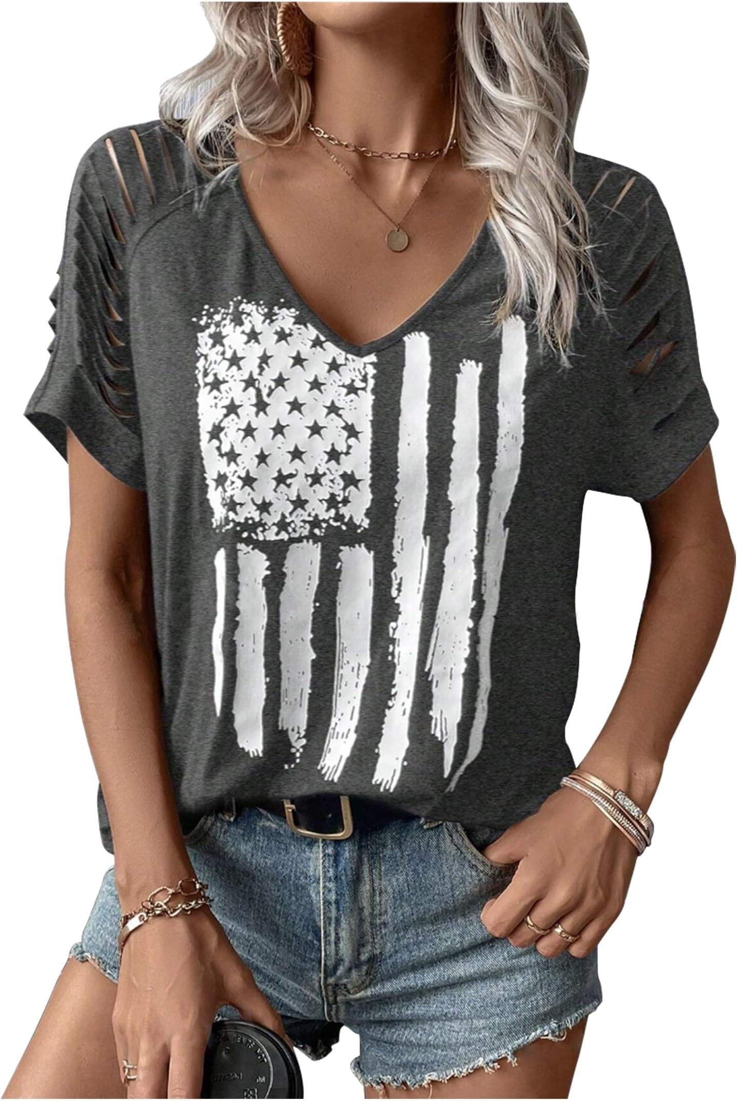 Womens Cut Out Cold Shoulder T Shirts Boho Floral Graphic Tshirts Nashville Country Lacerated Sleeve Cowgirls Tee Tops