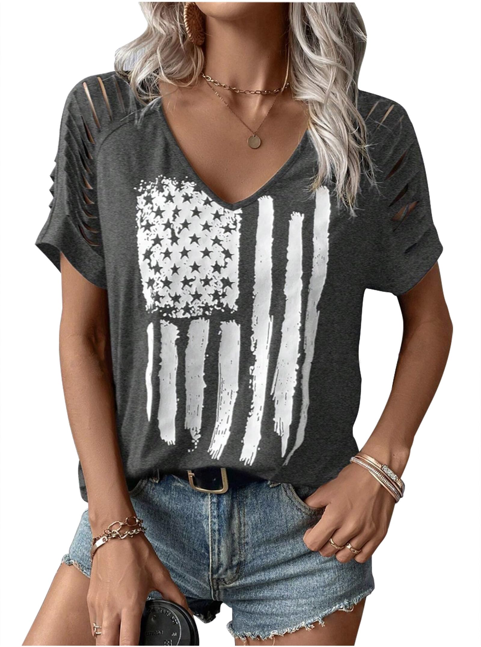 Womens Cut Out Cold Shoulder T Shirts Boho Floral Graphic Tshirts Nashville Country Lacerated Sleeve Cowgirls Tee Tops