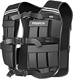 PROIRON Gilet Lesté Réglable 10kg/20kg, 20 Packs de Poids, Veste de Poids Homme Femme avec Bande Réfléchissante pour Course à Pied Musculation Entraînement Force Endurance Exercice Cardio, Noir