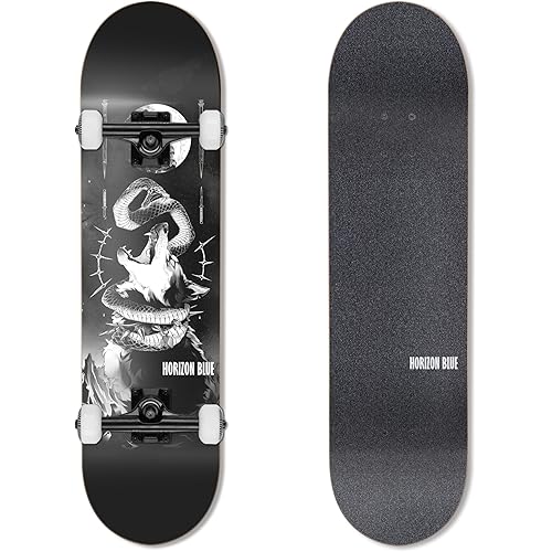 HORIZON BLUE 31.75inch Maple Skateboard Skateboard Complete for Beginners, Intermediate and Pros