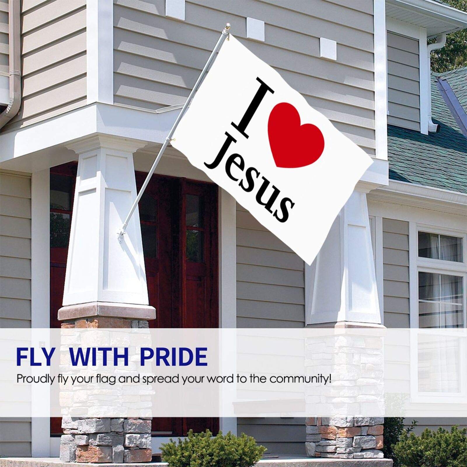 ‚I Love Jesus‘ Flagge – 90 X 150 Cm, Aus Polyester, Mit 4 Messingösen, Für Wanddekoration & Partys