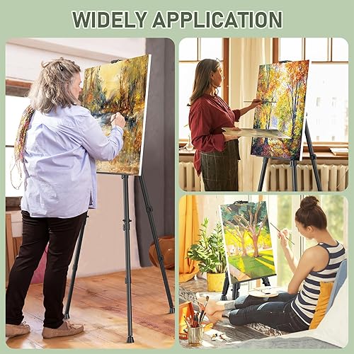 Miniatura 8 de Caballete de pintura artística - Trípode de caballete ajustable portátil - Caballete grande de pie para adultos para dibujo y exhibición, soporte de