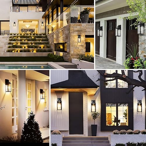 Miniatura 6 de Paquete de 2 faroles de pared para exteriores del atardecer al amanecer con sensor accesorios de luz exterior para porche montaje en pared 100