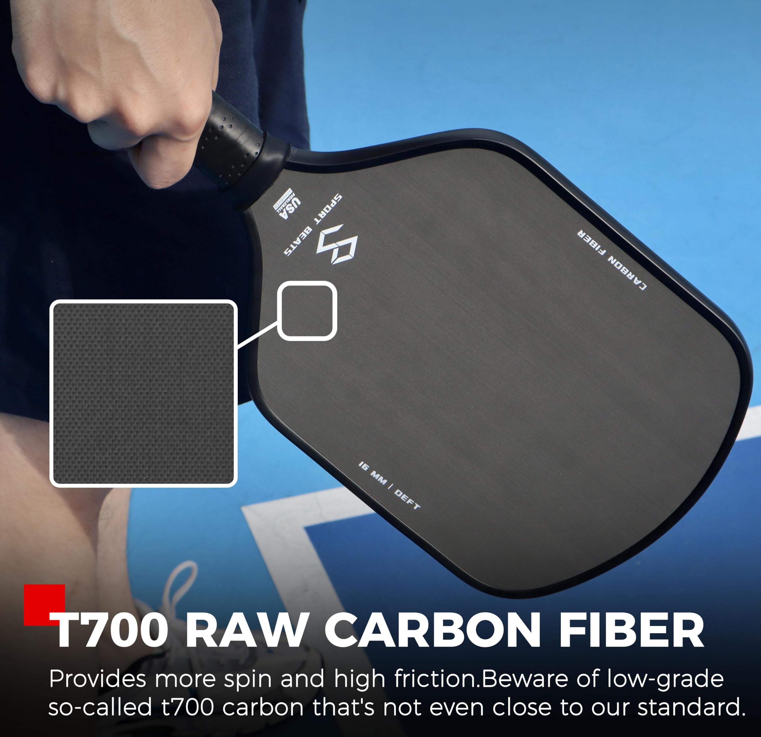 Amazon.co.jp: ピックルボールパドル T700 未加工カーボンファイバー2