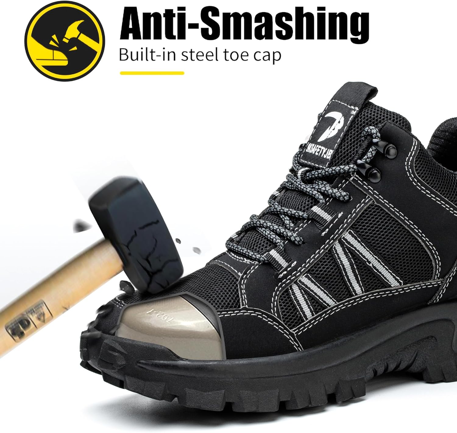 FUDYNMALC Steel Toe Boots for Men: Slip Resistant Safety Work Shoes Comfortable Breathable Working Footwear for Industrial Construction - Image 4