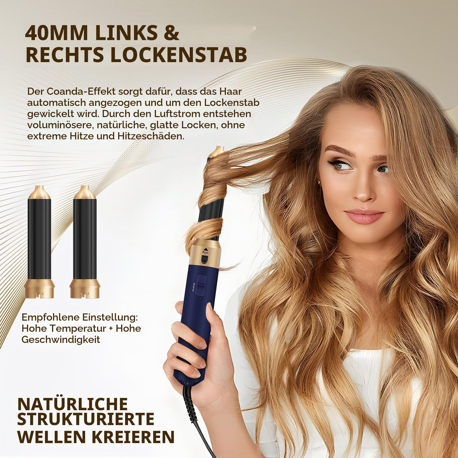 Hair Styler 6 in 1, Airstyler Haarstyler Set 1000W, Rundbürstenföhn, WarmluftbürsteFöhnbürste Automatischer Luft-Lockenstab, Haarglätter Bürste Volumenbürste, Haarglätter Bürste für Alle Haartypen