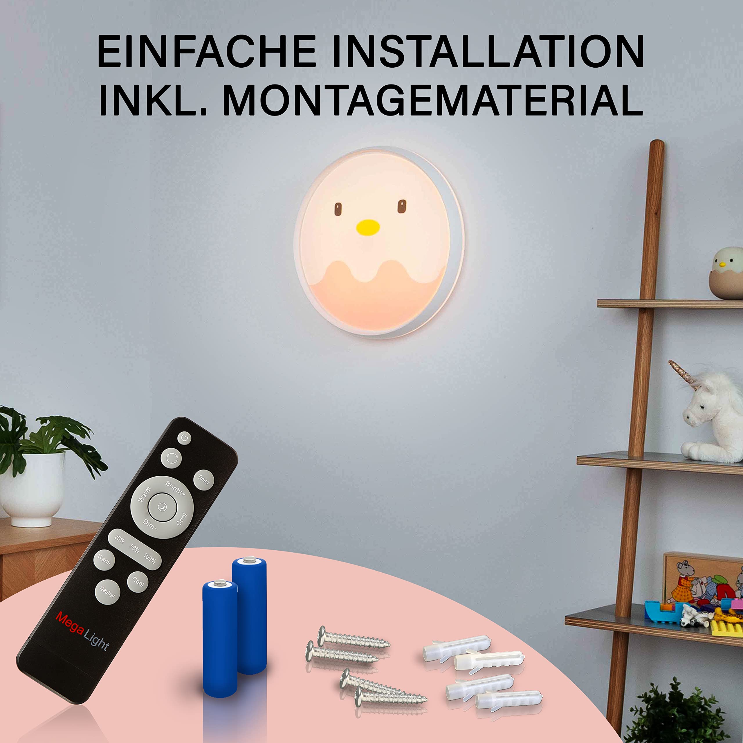 MegaLight Nachtlicht für die Decke im Kinderzimmer | mit Nachtlicht-Funktion | Kinderzimmer Deckenlampe Dimmbar | Deckenleuchten für Kinder inkl. Timer | Shining Eggy