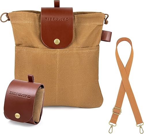 Bolsa de forrajeo de lona encerada para acampar al aire libre, bolsa de forrajeo resistente al agua, plegable, de hongos marrones, bolsa de