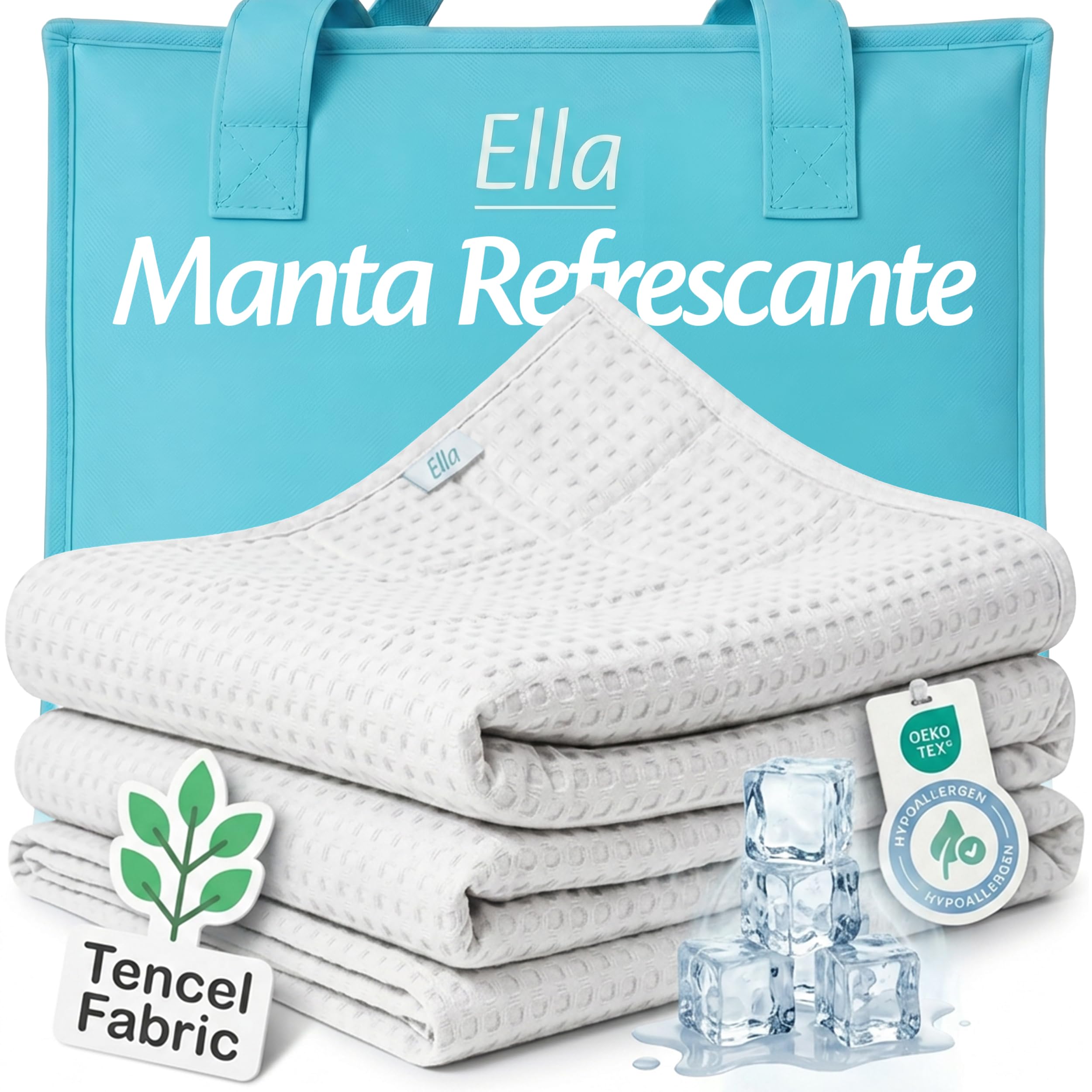 Manta Refrescante Ella - Manta Fría de Verano 200x200 cm, 100% Tencel, Certificado Oeko-Tex, para Sofás y Cama, Cooling Blanket Transpirable, Ligera y Suave
