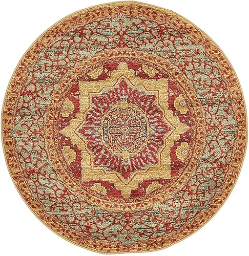 Miniatura 2 de Unique Loom Palace Collection - Alfombra Saray (3 pies 3 pulgadas, redonda, rojoazul)