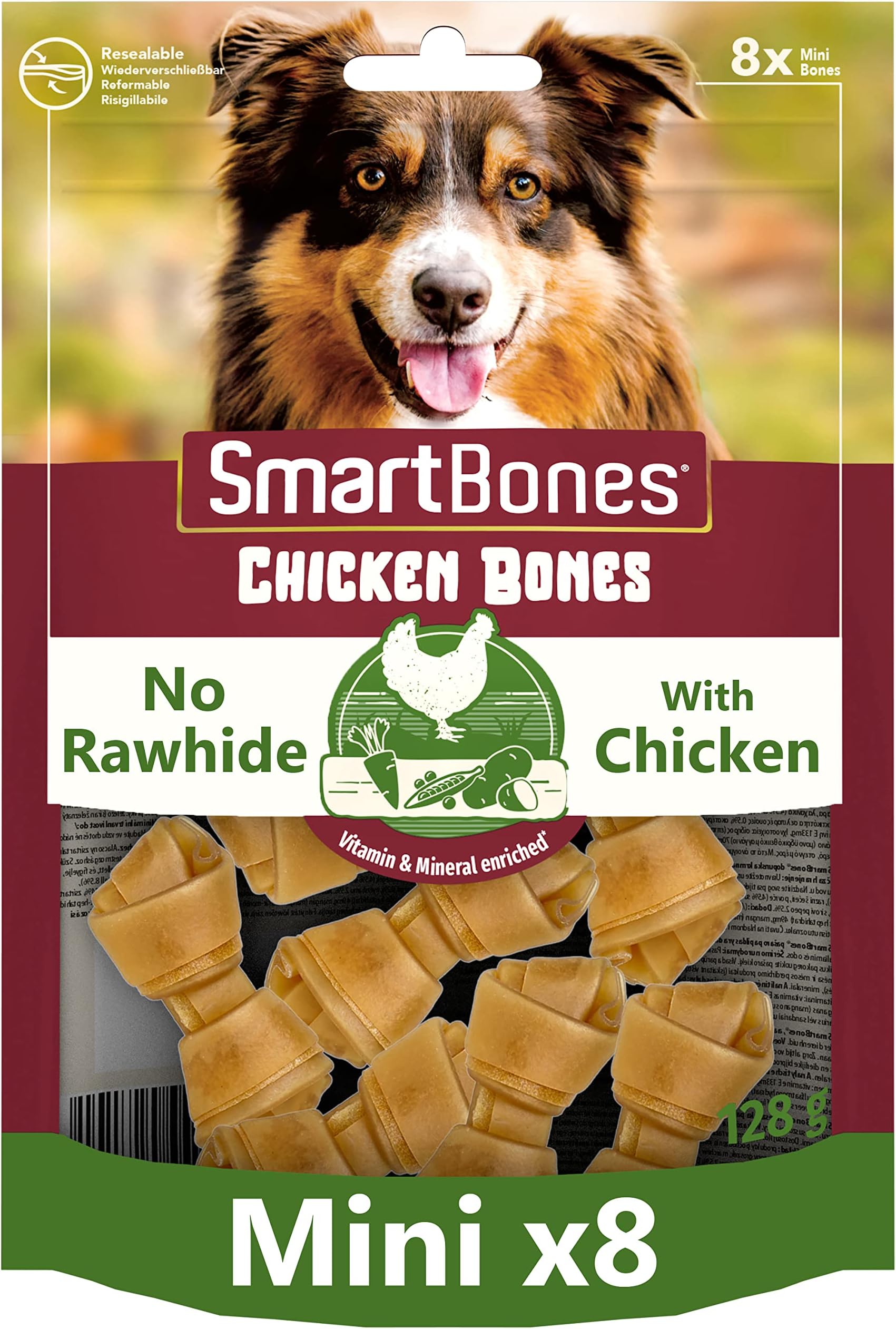 Smartbones 8 Mini Chicken Bones Rawhide Free Chew Dog Treats