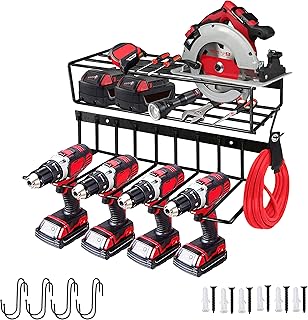 SHARPBEA Power Tool Organizer Drill Holder for Garage Organization & Drill Storage | Garage Tool Organizers and Storage with Garage Storage Shelves & Drill Holder Wall Mount Storage Rack Drill Rack